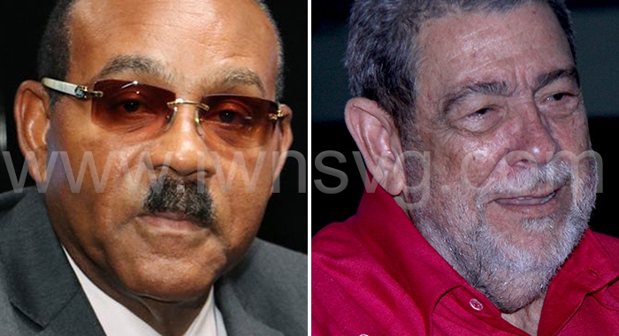 Prime Minister of Antigua and Barbuda,  Gaston Browne, left, and Prime Minister of St. Vincent and the Grenadines, Ralph Gonsalves.